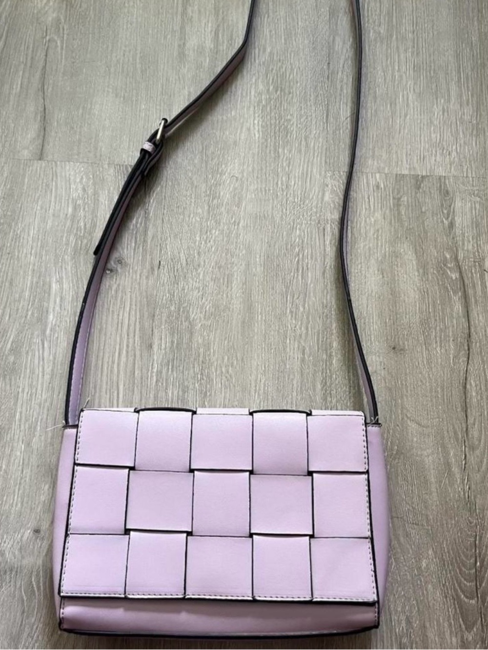 ClΓ©e Lilac Woven Paneled Crossbody Bag